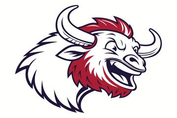 The fierce cartoon bison mascot shows its teeth in a bold, confident expression