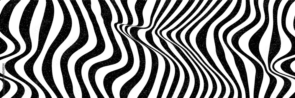 Aufkleber continuous abstract bg with noise texture and black and white stripes. zebra design. optical illusio