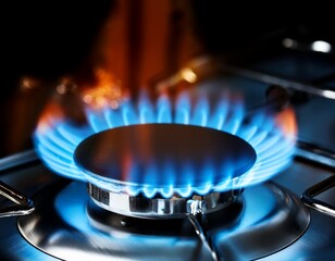 natural gas high prices of natural gas blue flames of gas burning from a kitchen gas stove energy crisis concept background