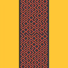 Abstract pattern line motif orange color on black and yellow background