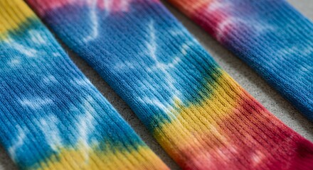 Vibrant Tie-Dye Socks: A Close-Up of Colorful Knitted Fabric