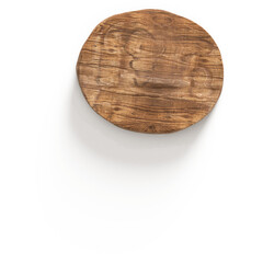 A wooden round table with a textured surface, showcasing natural wood grain and a shadow effect.