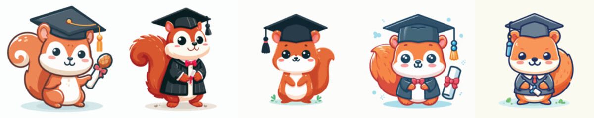 cute squirrel animal vector graduation