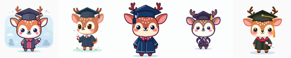 cute deer animal vector graduation