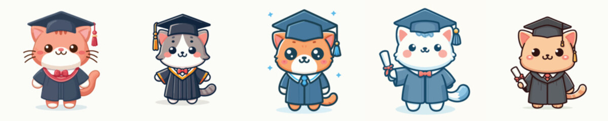 cute cat vector in graduation costume