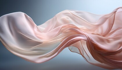 gentle waves of translucent silk fabric floating softly in air