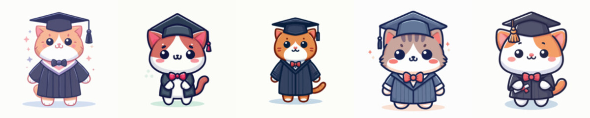 cute cat vector in graduation costume