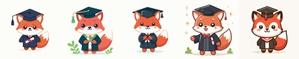 fox vector wearing graduation costume