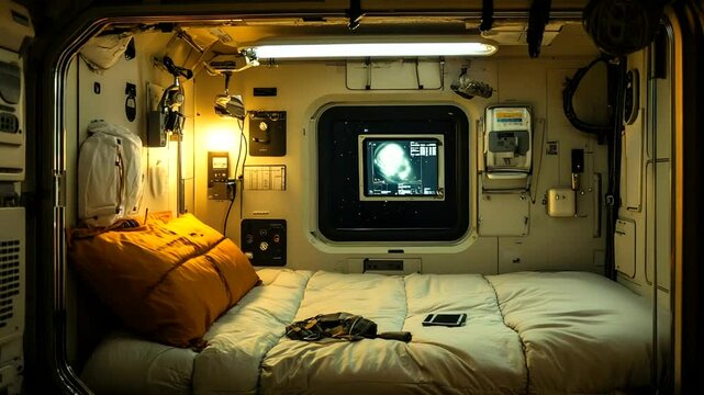 Futuristic spacecraft sleeping quarters