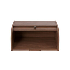 A wooden storage box with a sliding top, designed for organizing items in a neat and accessible manner.