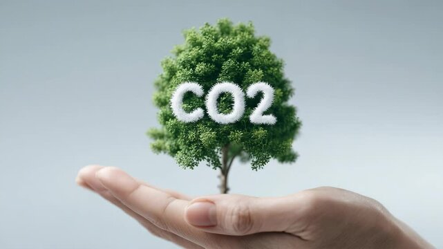 CO₂削減を象徴する手と木