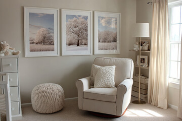 Modern Interior Design with Cozy Chair and Stylish Decor in a Scandinavian-Inspired Living Space