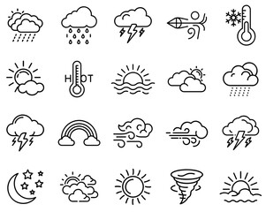 Fototapeta premium Weather Outline Line Icon Set