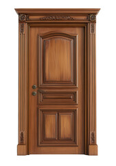 Solid wooden door design on a pure white background showcases exquisite craftsmanship and natural beauty