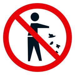 Do not litter, no littering, no garbage, rubbish trash waste prohibited.  Warning red round sign