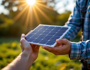 Solar panel installation demonstration outdoor setting educational content bright environment close-up view renewable energy awareness