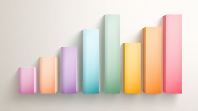 Pastel-colored vertical bar chart in ascending order — ideal for infographics, analytics reports and data-driven business visuals