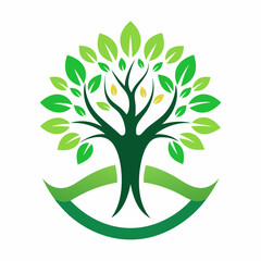 Naklejka premium Green tree of life logo with leaves isolated on white background