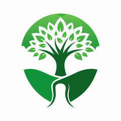 Green tree logo isolated on white background
