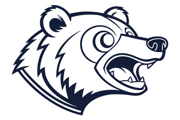 Fierce bear head reveals menacing teeth in a bold, powerful monochrome outline drawing