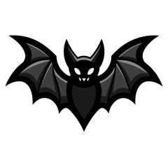 Obraz premium Cartoon bat with white fangs isolated on white background