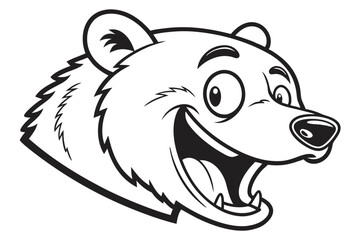 Cartoon bear head smiling broadly with visible teeth and thick black outlined details