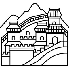 Obraz premium The Great Wall of China line art vector
