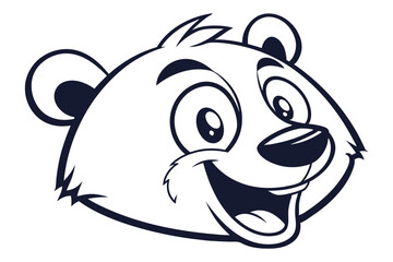Cartoonish bear with bold outline appears cheerful and friendly on a plain background