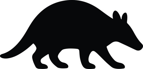 Silhouette armadillo walking side view outline vector illustration