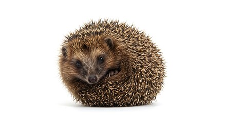 Obraz premium Cute Hedgehog Curled Up on White Background for Pet or Wildlife