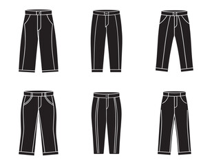 set of tailored trousers sketch icon silhouette vector illustration