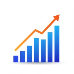 Growth chart with upward trend line in blue and orange colors  