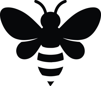 Silhouette bee icon flat animal insect nature design vector illustration