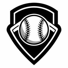 Baseball on a shield isolated on white background