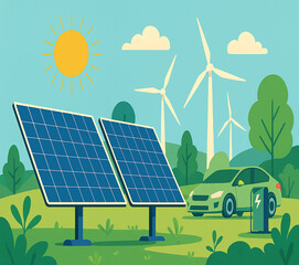 solar panels and wind turbines