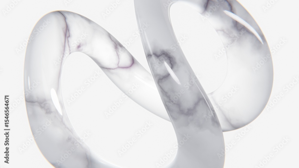 Aufkleber 3d horizontal background wallpaper white grey marble abstract glossy knot twisted geometry shape ill