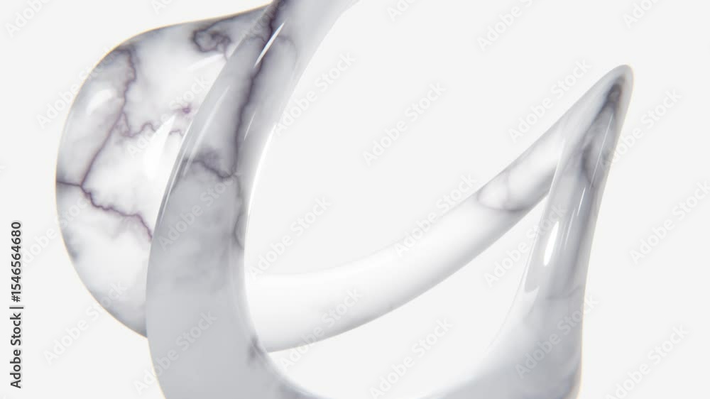 Aufkleber 3d horizontal background wallpaper white grey marble abstract loop animation glossy knot twisted geo