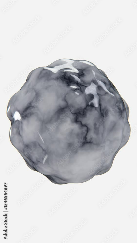 Aufkleber 3d vertical loop animation grey marble sphere bubble white background wallpaper glossy smooth textur