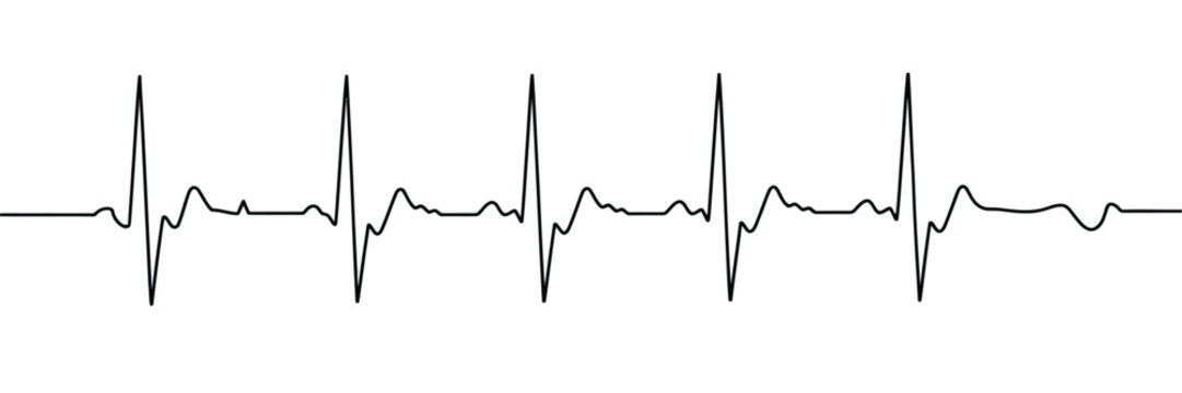 Heartbeat rhythm line illustration on white background representing health and medicine