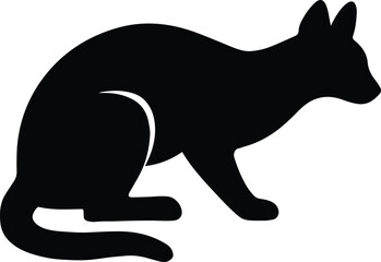 Silhouette cat crouching animal pet feline domestic vector illustration