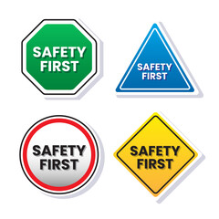 Flat design of Safety-first sign board illustration vector suitable used for preventive measure in construction work and many events