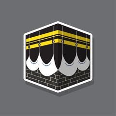 Cute cartoon of Kaaba vector illustration icon, mascot, symbol, sticker, element with simple style concept 