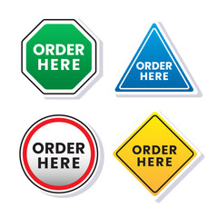 Illustration cartoon vector of cute order here sign board isolated and can be used anywhere, especially in the field of sales