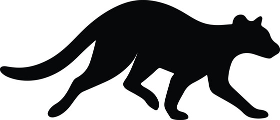 Silhouette cougar stalking prey animal vector illustration