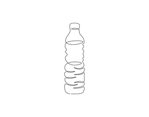 Plastic bottle continuous line. Continuous one line drawing of plastic bottle. Water packaging concept. Single line drawing
