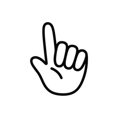 Hand pointing up icon in black outline on a white background