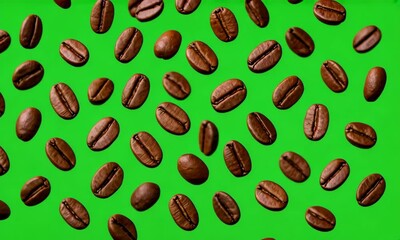 Rotating Coffee Beans on Green Chromakey Background for Commercial Food and Beverage Video Use - Powered by Adobe