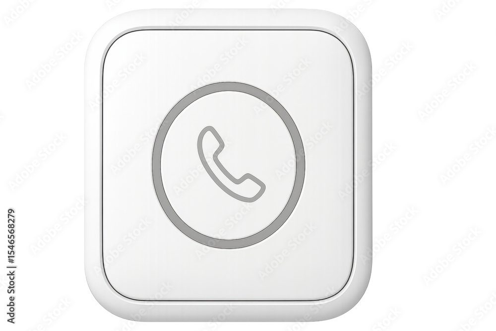 Poster white phone button showing contact icon on transparent background