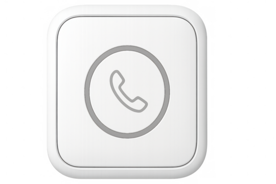 White phone button showing contact icon on transparent background