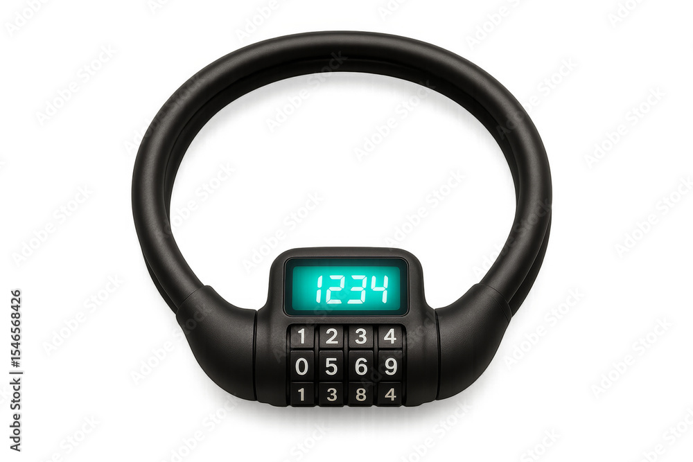 Poster combination bike lock showing code on transparent background